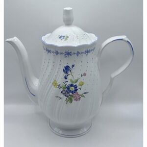 Nikko Blue Peony Coffee Pot w lid Rare Collectible 1986 Ceramic Tea Pot Japan